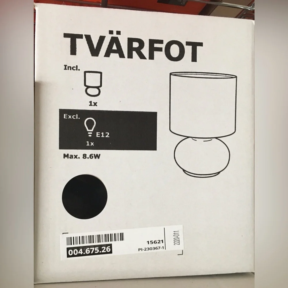 NWT TVÄRFOT Table lamp, black/white.